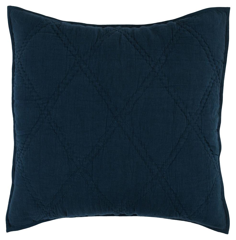 Villa by Classic Home - Casi 100% Belgian Flax Linen  Midnight Blue Euro Sham  - 26W - Midnight Blue  - V240105 veiw 1