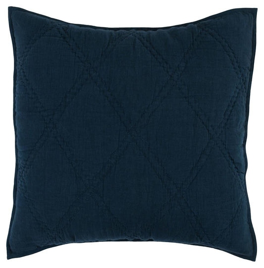 Villa by Classic Home - Casi 100% Belgian Flax Linen  Midnight Blue Euro Sham  - 26W - Midnight Blue  - V240105 veiw 1