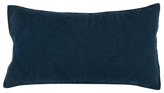 Villa by Classic Home - Casi 100% Belgian Flax Linen Midnight Blue King Sham  - 36W - Midnight Blue  - V240106 veiw 1