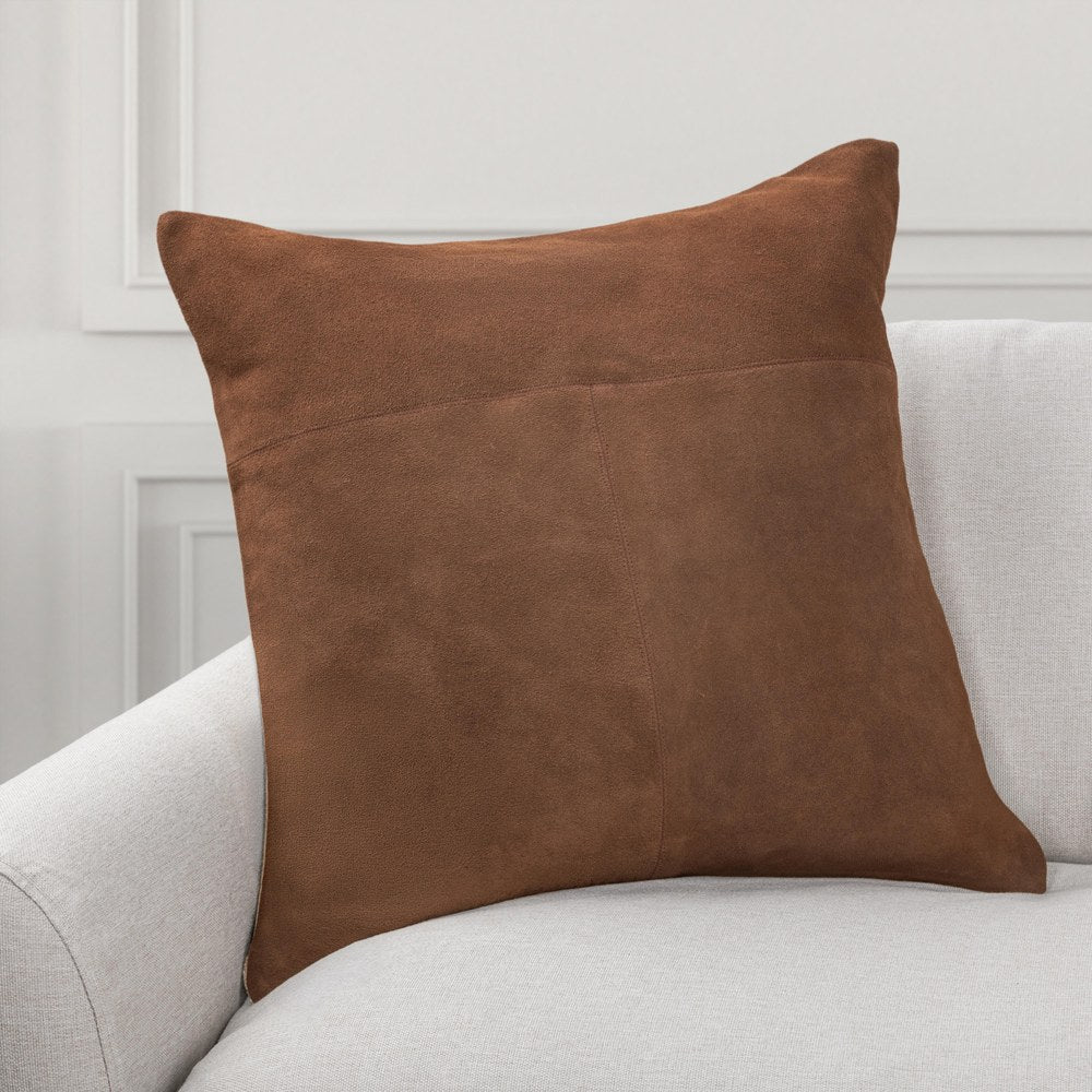 Villa by Classic Home - Clemson Suede Saddle Brown 22x22 Throw Pillow - V340030 view 3