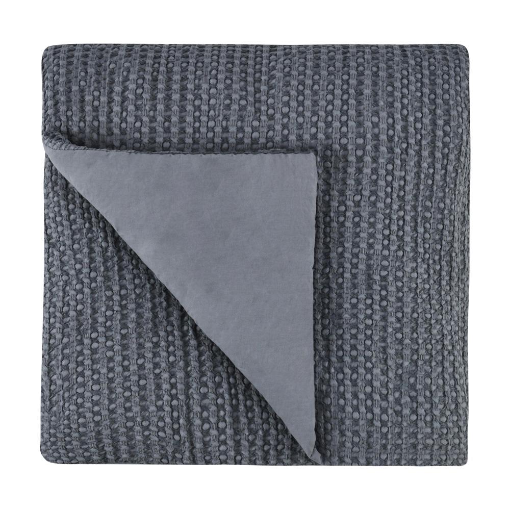 Villa by Classic Home - Colorman Cotton Linen Blend Fabric Marina Blue King Quilt - 108W - Marina Blue - V280100 veiw 1