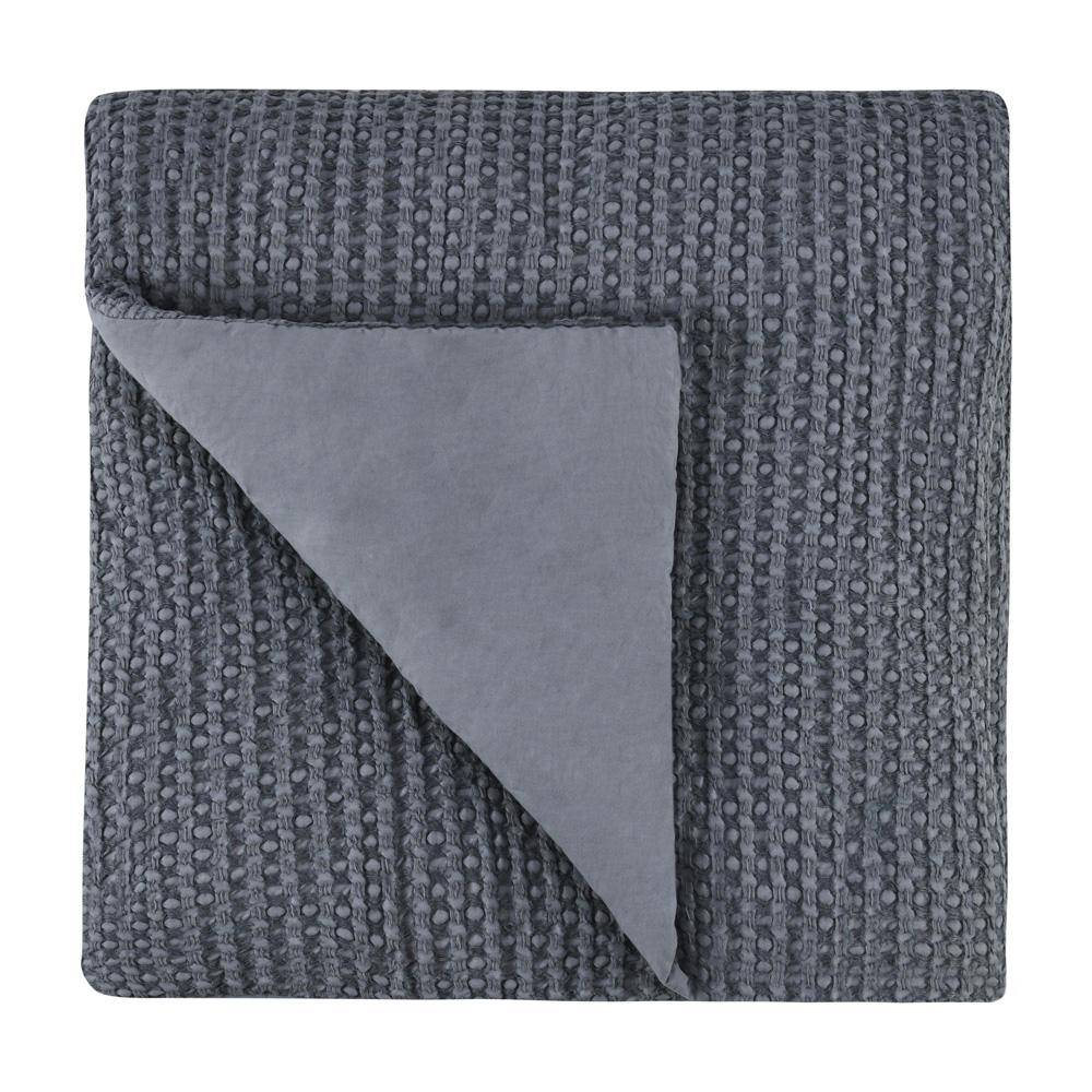 Villa by Classic Home - Colorman Cotton Linen Blend Fabric Marina Blue Queen Quilt - 92W - Marina Blue - V280101 veiw 1