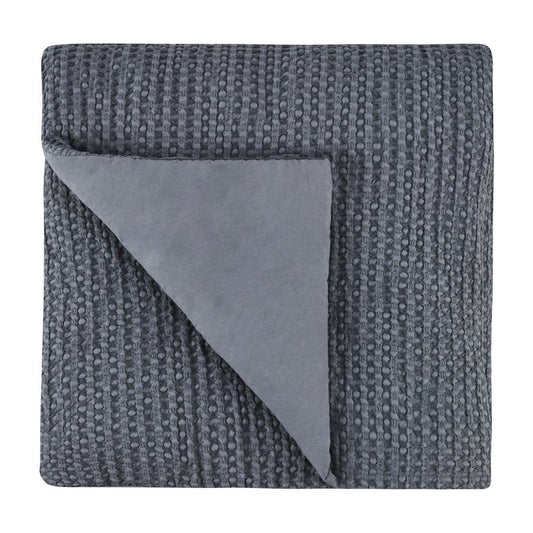 Villa by Classic Home - Colorman Cotton Linen Blend Fabric Marina Blue Queen Quilt - 92W - Marina Blue - V280101 veiw 1