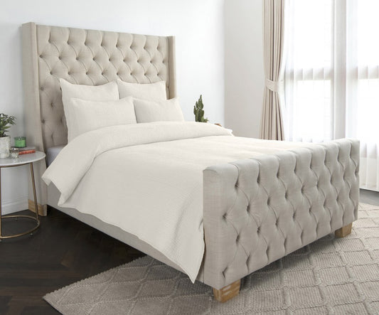 Villa by Classic Home - Danica 100% Cotton Bone Queen Quilt - Ivory - V260001 view 1