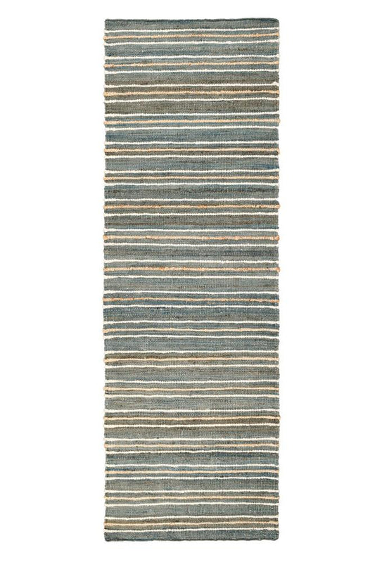 Villa by Classic Home - Del Mar 2.6X8 Jute Blend Handwoven Sustainable Blue Accent Rug Runner - 2.6W - Aqua Blue, Multi - 30091683 veiw 1