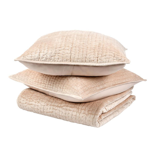 Villa by Classic Home - Dimitry 3-Piece 100% Rayon Velvet Nude King Quilt  - Beige - BEDQ529Q veiw 1