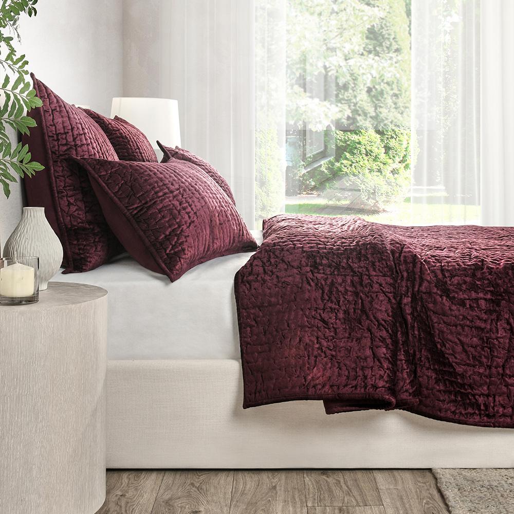 Villa by Classic Home - Dimitry Velvet Fabric Port Queen Quilt - Red - V180044 veiw 4