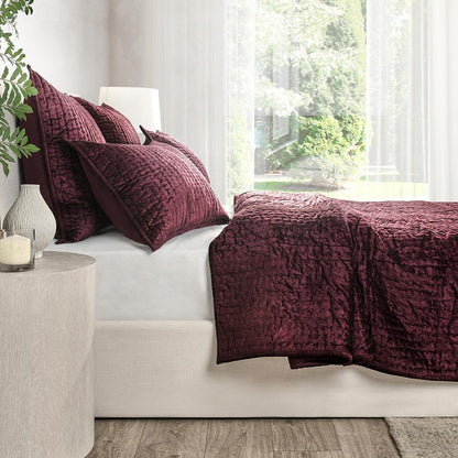 Villa by Classic Home - Dimitry Velvet Fabric Port Queen Quilt - Red - V180044 veiw 4