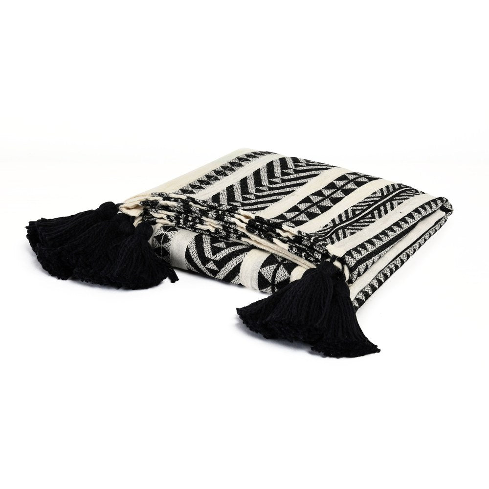 Villa by Classic Home - Endora 50x70 Cotton Throw Blanket - Black - V211081 view 1