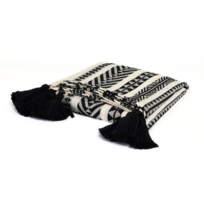 Villa by Classic Home - Endora 50x70 Cotton Throw Blanket - Black - V211081 view 1