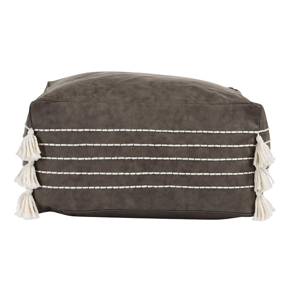 Villa by Classic Home - Ezekiel Vegan Leather Indoor Pouf - Brown - VP10023 veiw 2