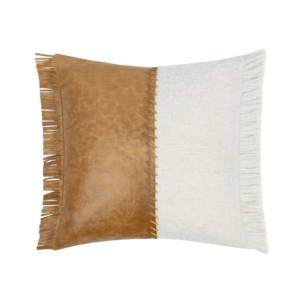 Villa by Classic Home - Haris 22in Upholstered Fabric Pieced Design Throw Pillow - 22W - Ivory - V290168 veiw 1