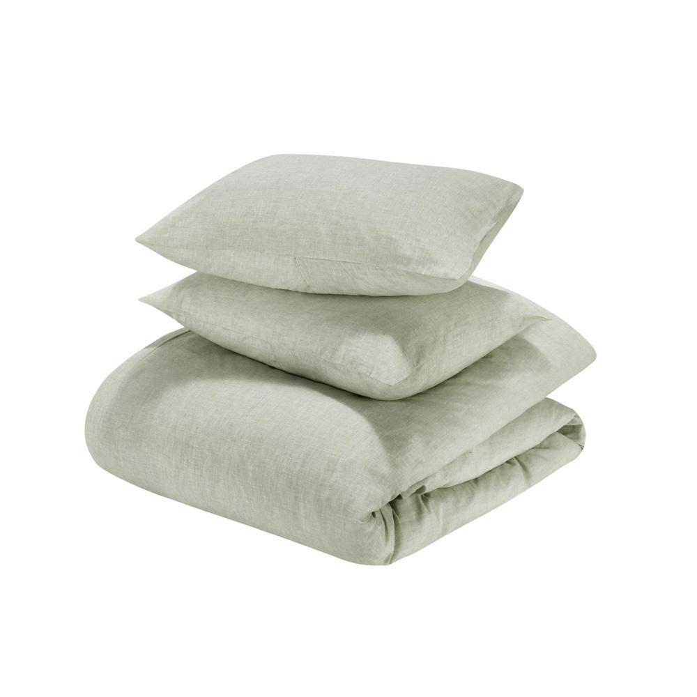 Villa by Classic Home - Jayson 3-Piece Linen Blend Fabric Sage Queen Duvet Set - 90W - Sage - BEDD351Q veiw 1