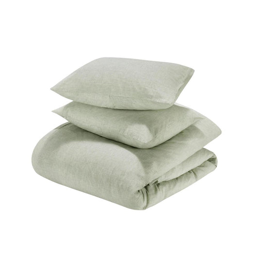 Villa by Classic Home - Jayson 3-Piece Linen Blend Fabric Sage Queen Duvet Set - 90W - Sage - BEDD351Q veiw 1