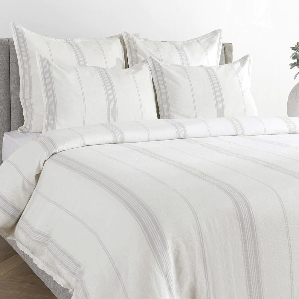 Villa by Classic Home - Jayson Linen Cashmere Euro Gray Stripe Sham  - Gray Stripe - V270014 veiw 4