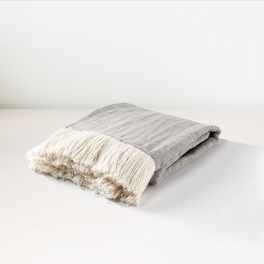 Villa by Classic Home - Joshua Linen Blend 50x70 Throw Blanket - Gray - V200108 view 1
