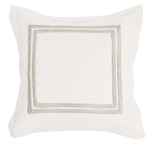 Villa by Classic Home - Kent 100% Cotton Embroidered Euro Sham , Ivory   - 26W - Ivory - V033380 veiw 1