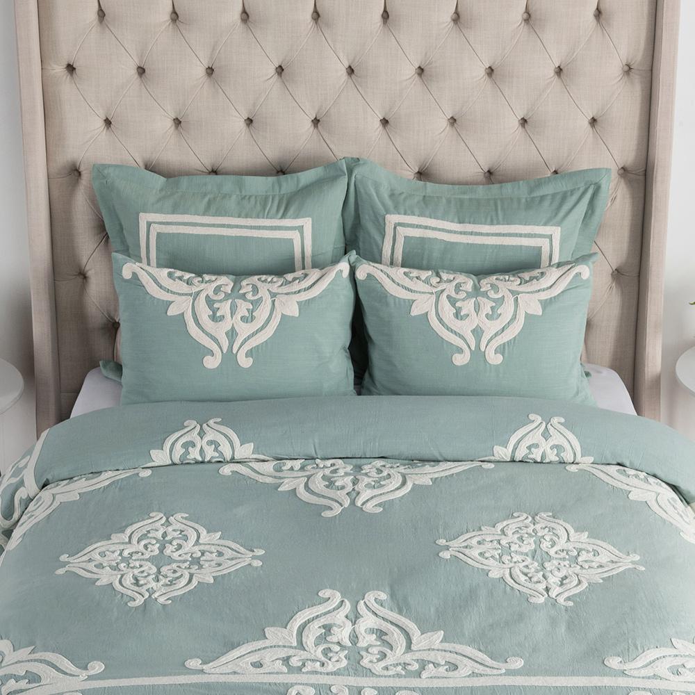 Villa by Classic Home - Kent 100% Cotton Embroidered Standard Sham - Blue - V180131 veiw 2