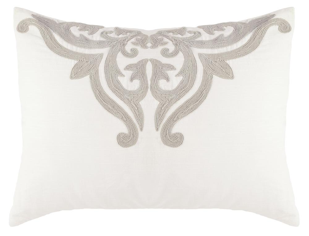 Villa by Classic Home - Kent 100% Cotton Embroidered Standard Sham , Ivory   - 26W - Ivory - V033397 veiw 1