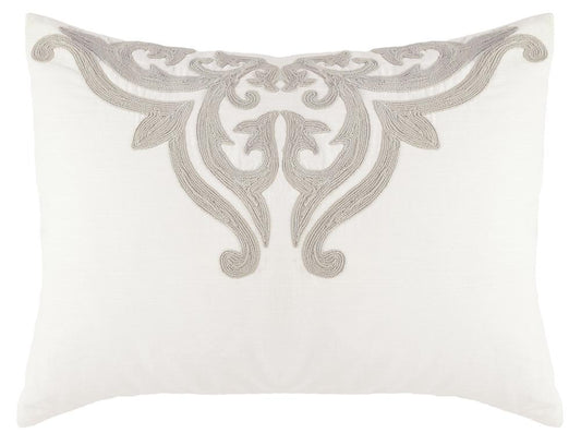 Villa by Classic Home - Kent 100% Cotton Embroidered Standard Sham , Ivory   - 26W - Ivory - V033397 veiw 1