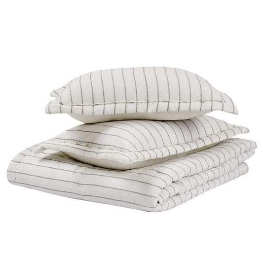 Villa by Classic Home - Kingston 3-Piece 100% Linen Queen Set - Ivory - BEDC002Q veiw 1