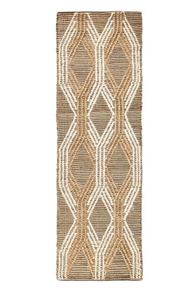 Villa by Classic Home - Manitou 2.6X8 Natural Jute Blend Ivory Hand Woven Accent Rug - 2.6W - Natural, Ivory - 30091503 veiw 1