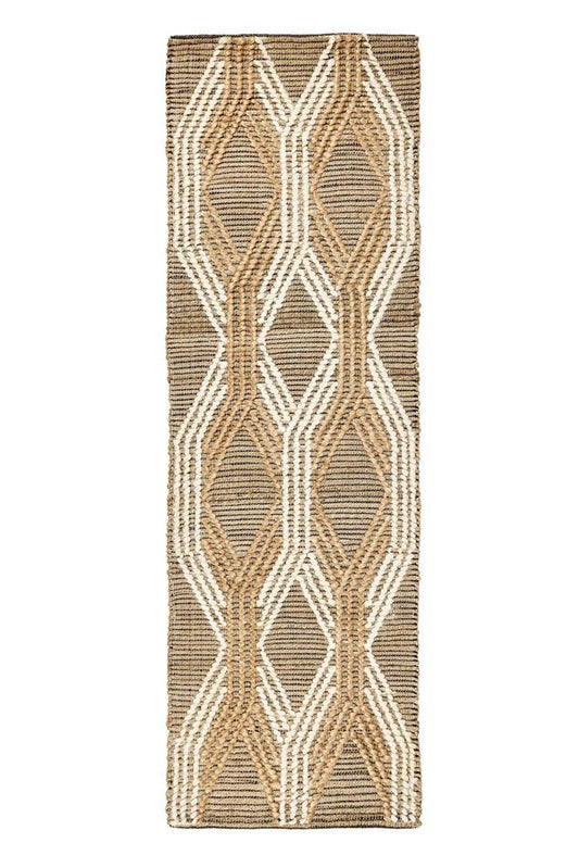 Villa by Classic Home - Manitou 2.6X8 Natural Jute Blend Ivory Hand Woven Accent Rug - 2.6W - Natural, Ivory - 30091503 veiw 1