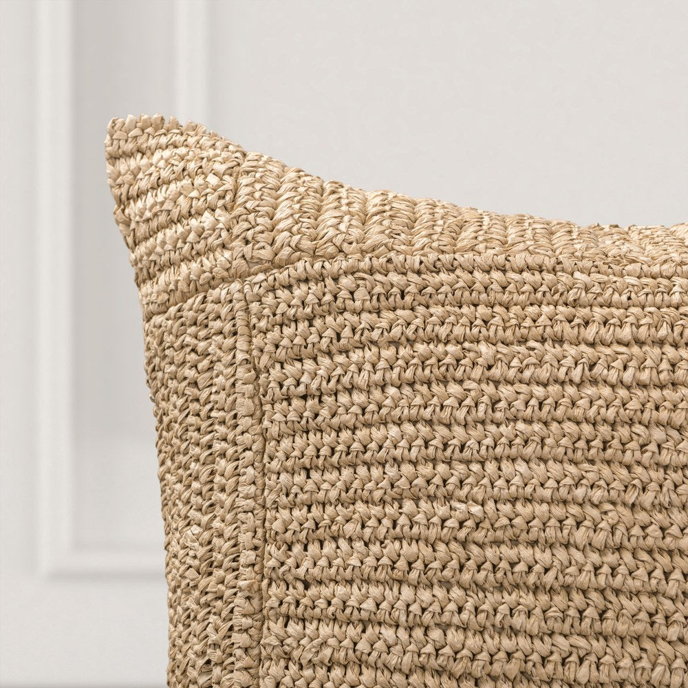 Villa by Classic Home - Merritt Raffia Harvest Wheat 22x22 Throw Pillow - Brown - V340040 view 4