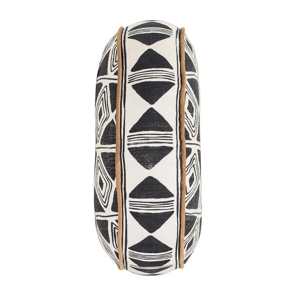 Villa by Classic Home - Nubia 18in Round Cotton Fabric Throw Pillow - Black/White - V300075 veiw 2