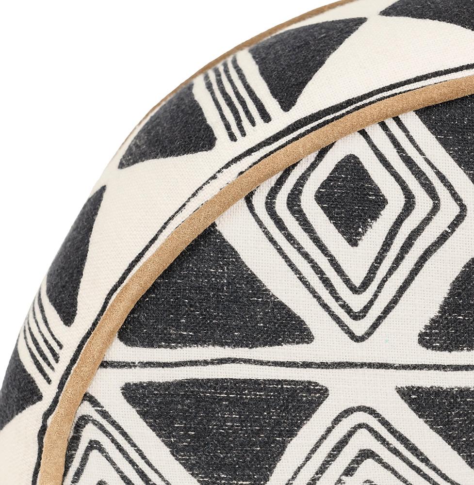 Villa by Classic Home - Nubia 18in Round Cotton Fabric Throw Pillow - Black/White - V300075 veiw 4