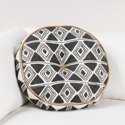 Villa by Classic Home - Nubia 18in Round Cotton Fabric Throw Pillow - Black/White - V300075 veiw 5
