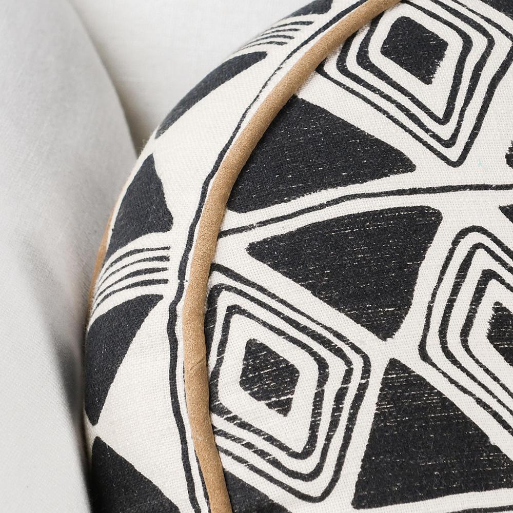 Villa by Classic Home - Nubia 18in Round Cotton Fabric Throw Pillow - Black/White - V300075 veiw 6