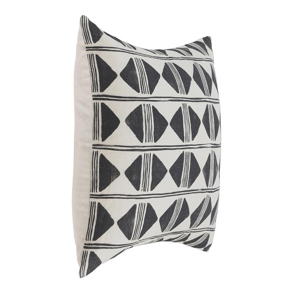 Villa by Classic Home - Nubia 22x22 Linen Blend Fabric Throw Pillow - Black/White - V300076 veiw 4