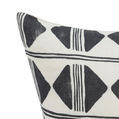 Villa by Classic Home - Nubia 22x22 Linen Blend Fabric Throw Pillow - Black/White - V300076 veiw 5