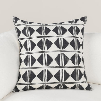 Villa by Classic Home - Nubia 22x22 Linen Blend Fabric Throw Pillow - Black/White - V300076 veiw 6