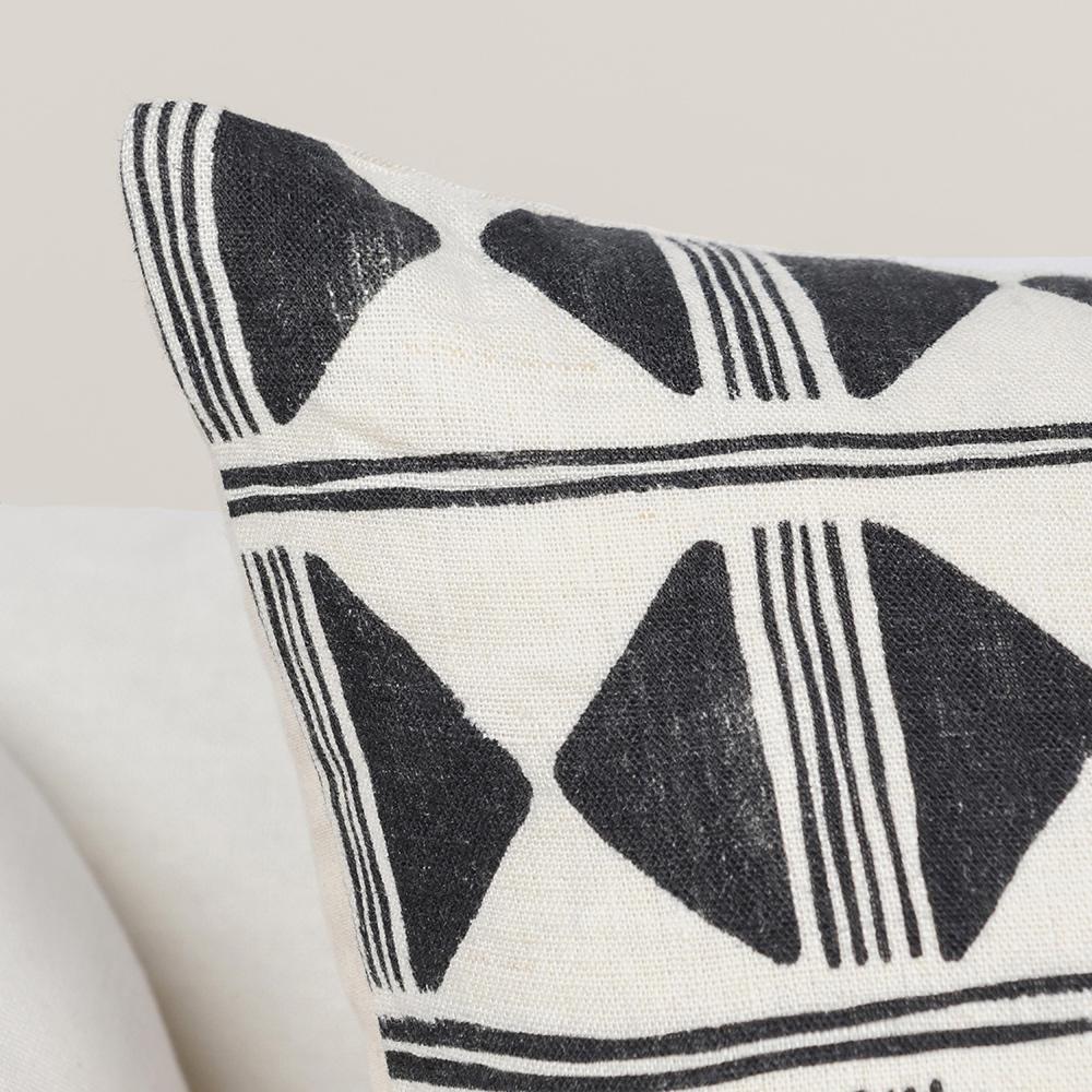 Villa by Classic Home - Nubia 22x22 Linen Blend Fabric Throw Pillow - Black/White - V300076 veiw 7