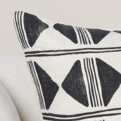 Villa by Classic Home - Nubia 22x22 Linen Blend Fabric Throw Pillow - Black/White - V300076 veiw 7