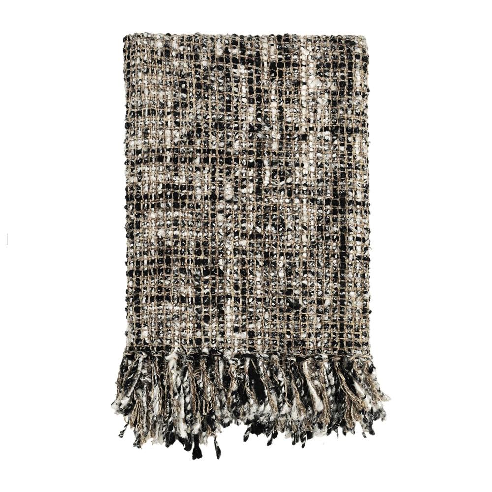 Villa by Classic Home - Porter Recycled Cotton Blend Fabric  Black 50inX70in Woven Throw Blanket - 50W - Black - V260041 veiw 1