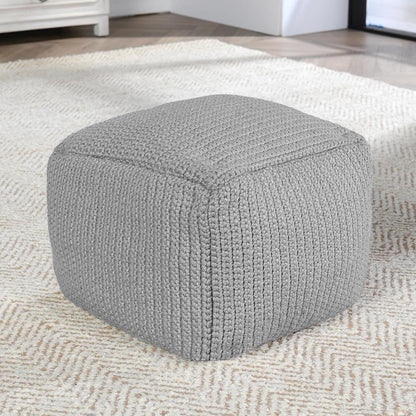 Villa by Classic Home - Prism 18in Wide Handwoven Square Pouf - Gray - VP10035 veiw 4