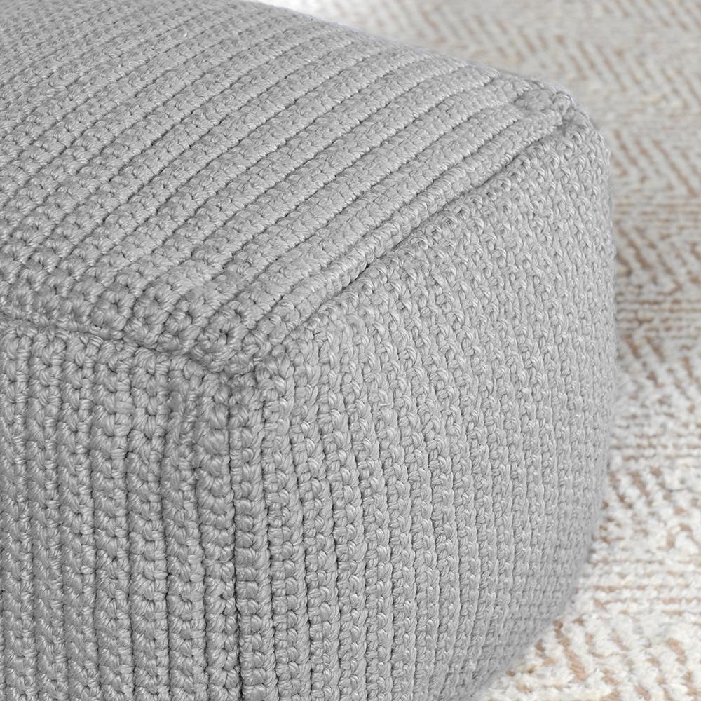 Villa by Classic Home - Prism 18in Wide Handwoven Square Pouf - Gray - VP10035 veiw 5