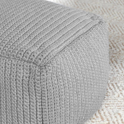 Villa by Classic Home - Prism 18in Wide Handwoven Square Pouf - Gray - VP10035 veiw 5