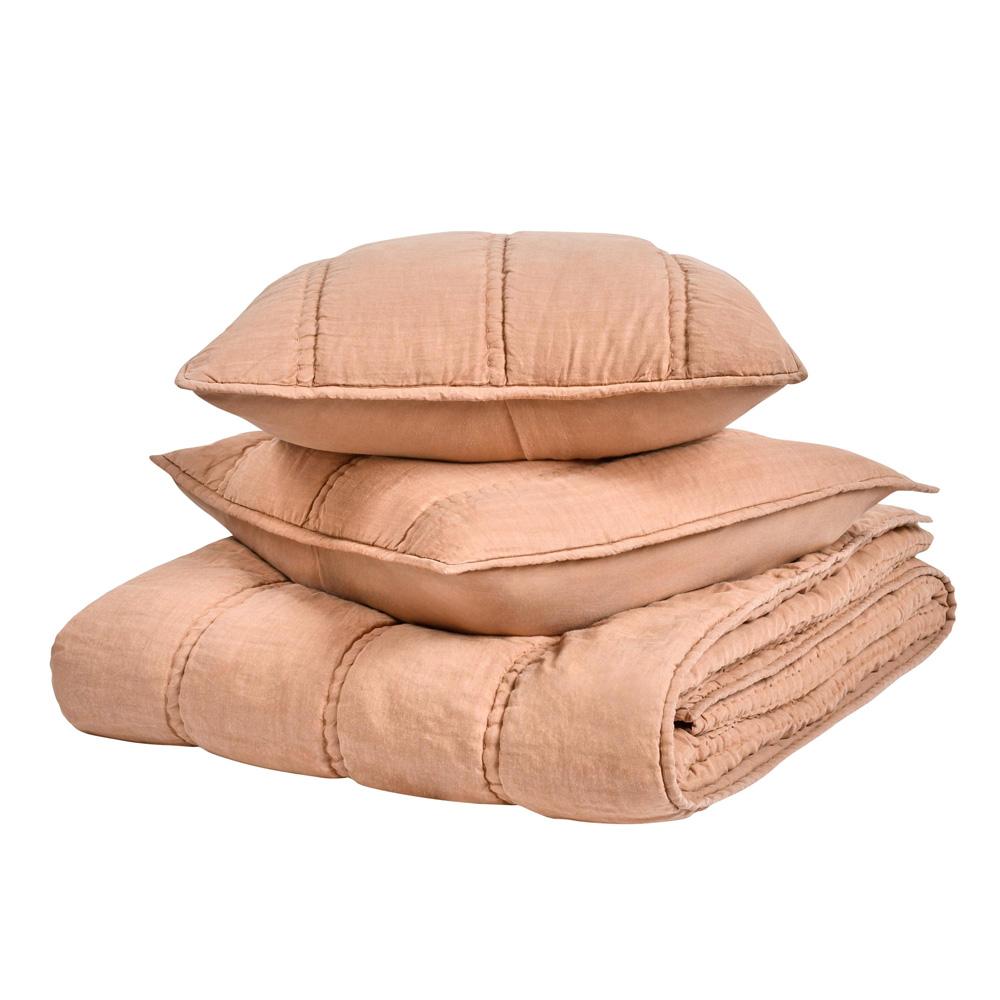 Villa by Classic Home - Rowen 3-Piece Sustainable Fabric Clay King Quilt Set - 108W - Clay - BEDQ536K veiw 1