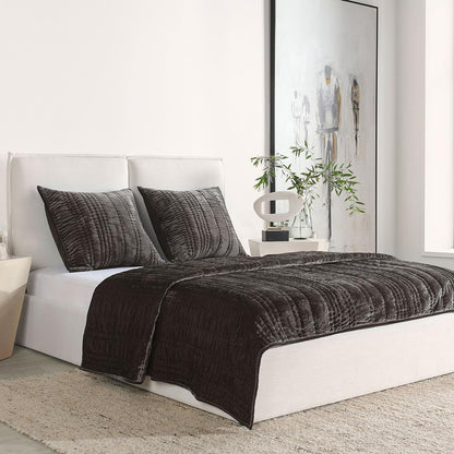 Villa by Classic Home - Seville 4-Piece Velvet Fabric Sable King Quilt Set - Sable - BEDQ371K veiw 2