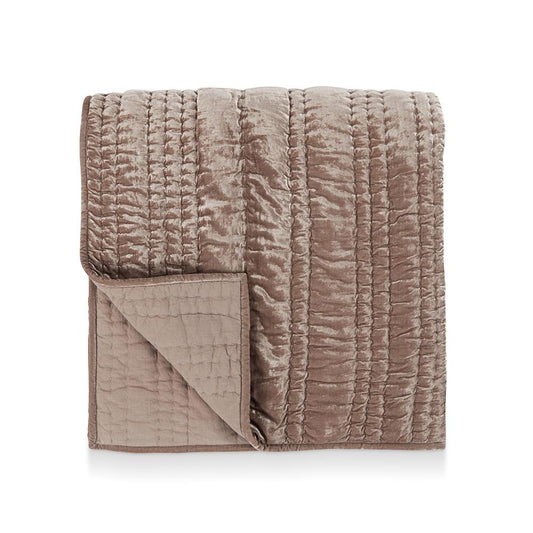 Villa by Classic Home - Seville Velvet Fabric Desert Taupe Queen Quilt  - Taupe - V250192 veiw 1