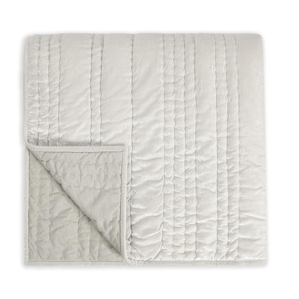 Villa by Classic Home - Seville Velvet Fabric Oyster Gray King Quilt  - 108W - Oyster Gray - V280028 veiw 1