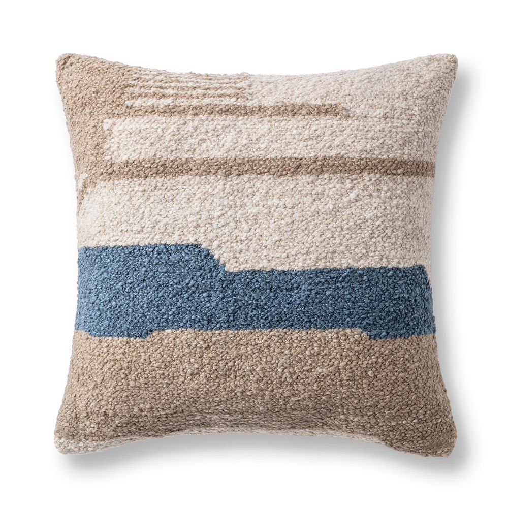 Villa by Classic Home - Sita 22x22 Throw Pillow - Blue Seal/ Natural - VO11001 view 1
