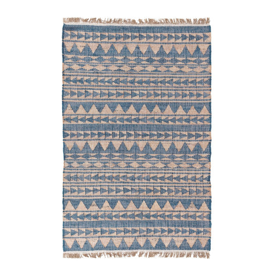 Villa by Classic Home - Solana 2x3 Handwoven Jute Accent Rug - Blue, Natural - 30091390 view 1