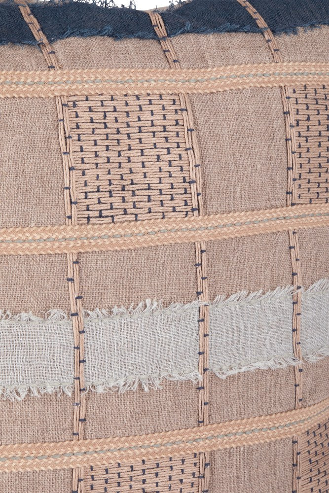 Villa by Classic Home - Stratton Belgian Linen Throw Pillow - Natural/Blue Multi - V260054 view 5