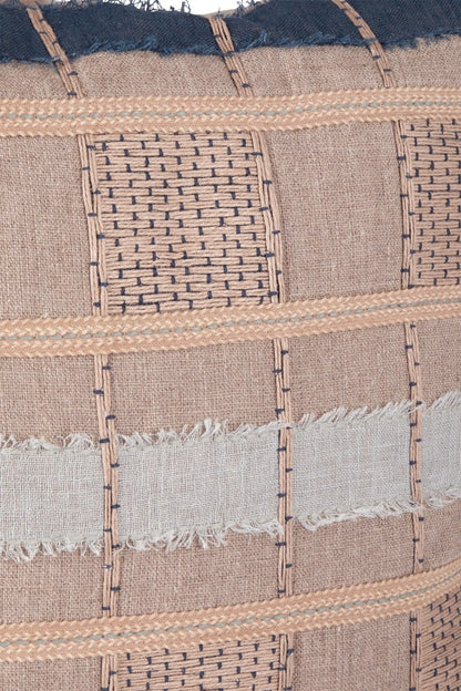 Villa by Classic Home - Stratton Belgian Linen Throw Pillow - Natural/Blue Multi - V260054 view 5