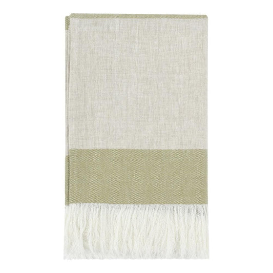 Villa by Classic Home - Talara 100% Belgian Linen Green Multicolor 50inX70in Throw Blanket Blanket - 50W - Green - V280025 veiw 1